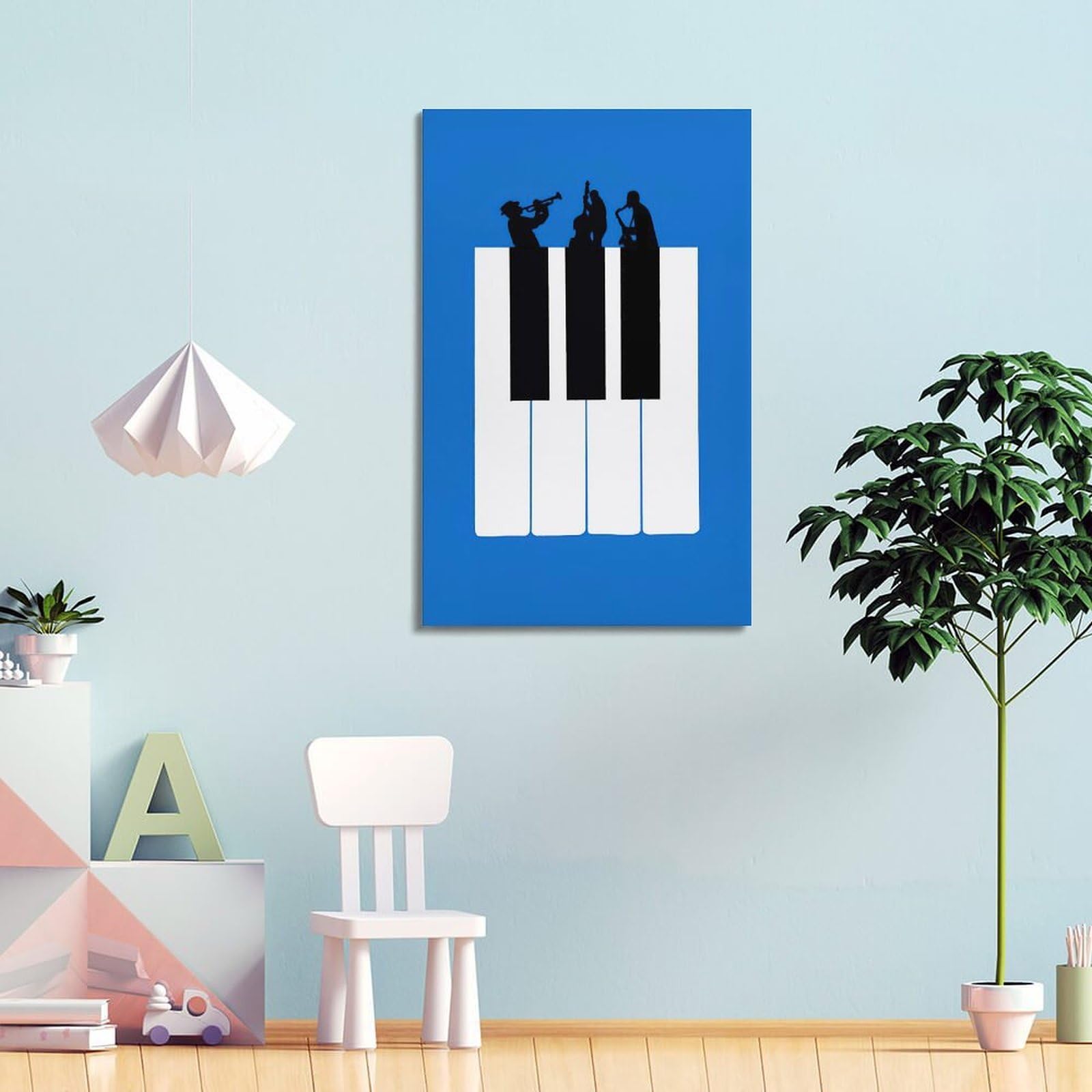 XMUXCY Poster artistico da parete su tela con musica, pianoforte, band jazz, decorazione moderna per soggiorno, camera da letto, ufficio, 60 x 90 cm