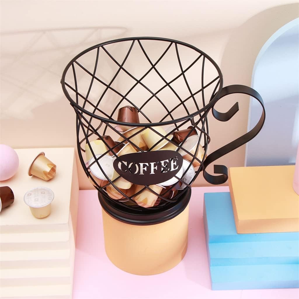 Coffee Capsule Universal Storage Basket Coffee Cup Basket Vintage Coffee Pod Organizer Holder Black (Color : Gray, Size : 1pcs) (D 1pcs)