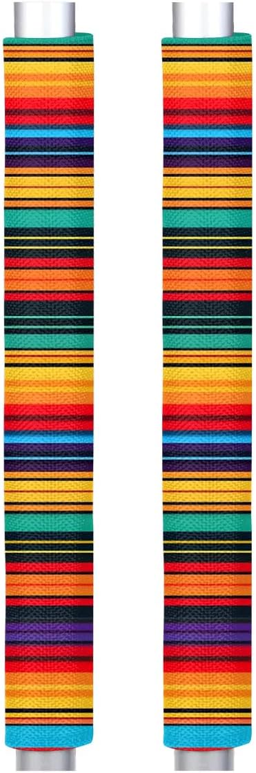 Mexican Refrigerator Door Handle Covers Set of 2 Abstract Vintage Aztec Lines Washable Kitchen Appliance Decor Handles, Fridge Oven Door Handle Cloth Protector