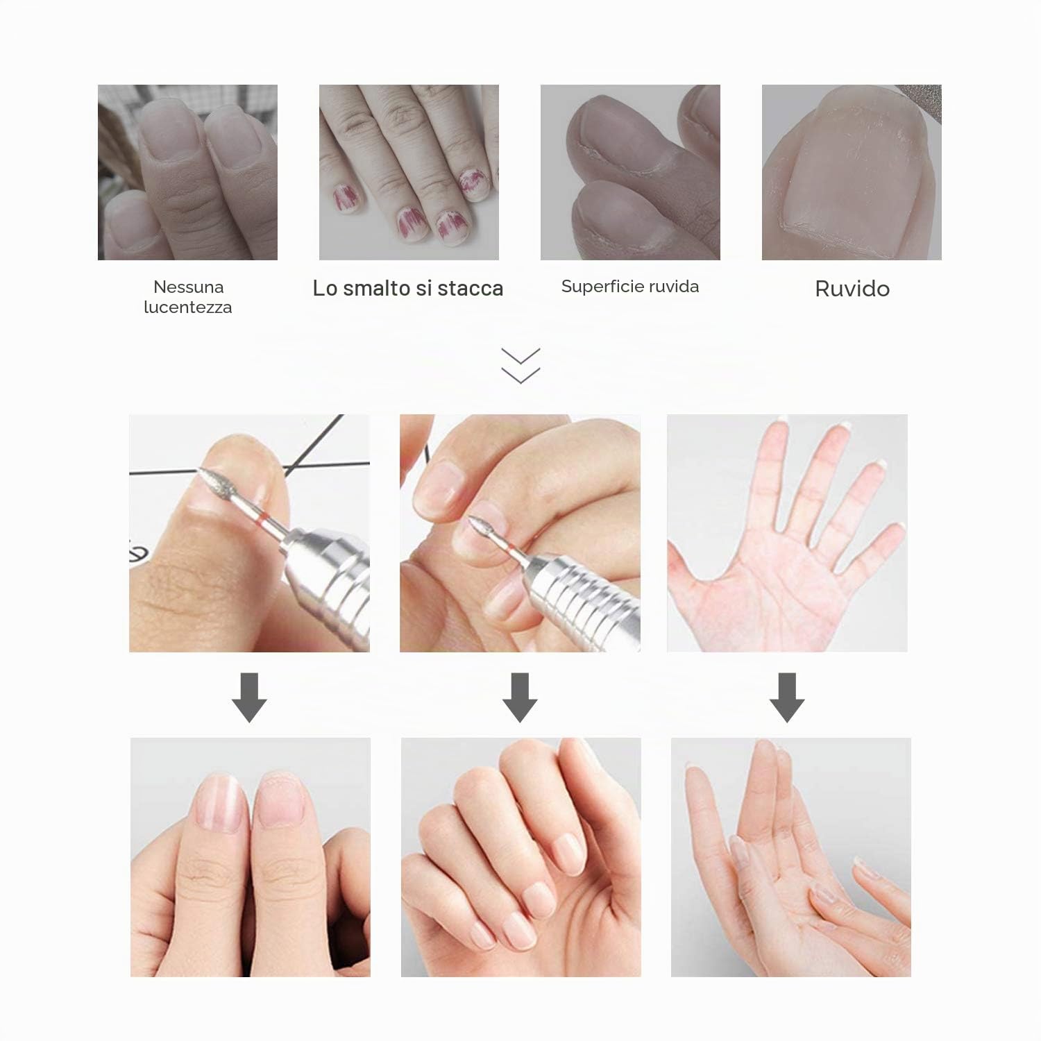10 Pezzi Punte Fresa Unghie,Punta da Trapano per Fresa Manicure Elettrica Professionale Accessori per Lucidatura,Rimozione Gel, Pelle Morta, Strumenti per Manicure (03)
