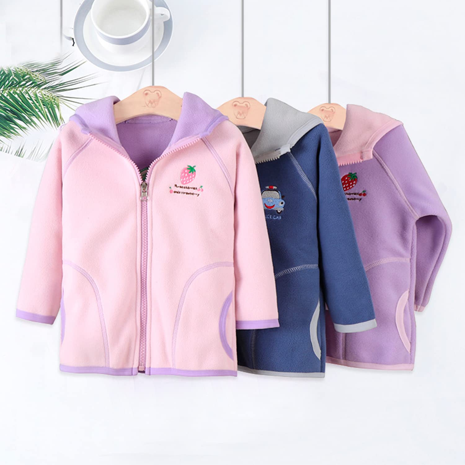 Niños Bebé Chaqueta de Forro Polar con Capucha Niño Niña Pequeño Cremallera Abrigo Informal Cálido de Vestir Exteriores Primavera Otoño Invierno Transiciones Temporadas