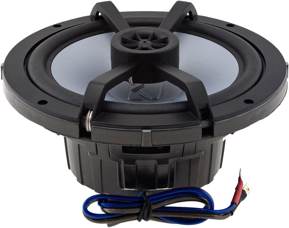KICKER 6.5" Marine Speakers (2 Pairs) OEM Replacement Coaxial Speakers for Boat with White Grilles 4-ohm. Water and Weather Resistant 41BKM614(4)+45BKMG6W(4)
