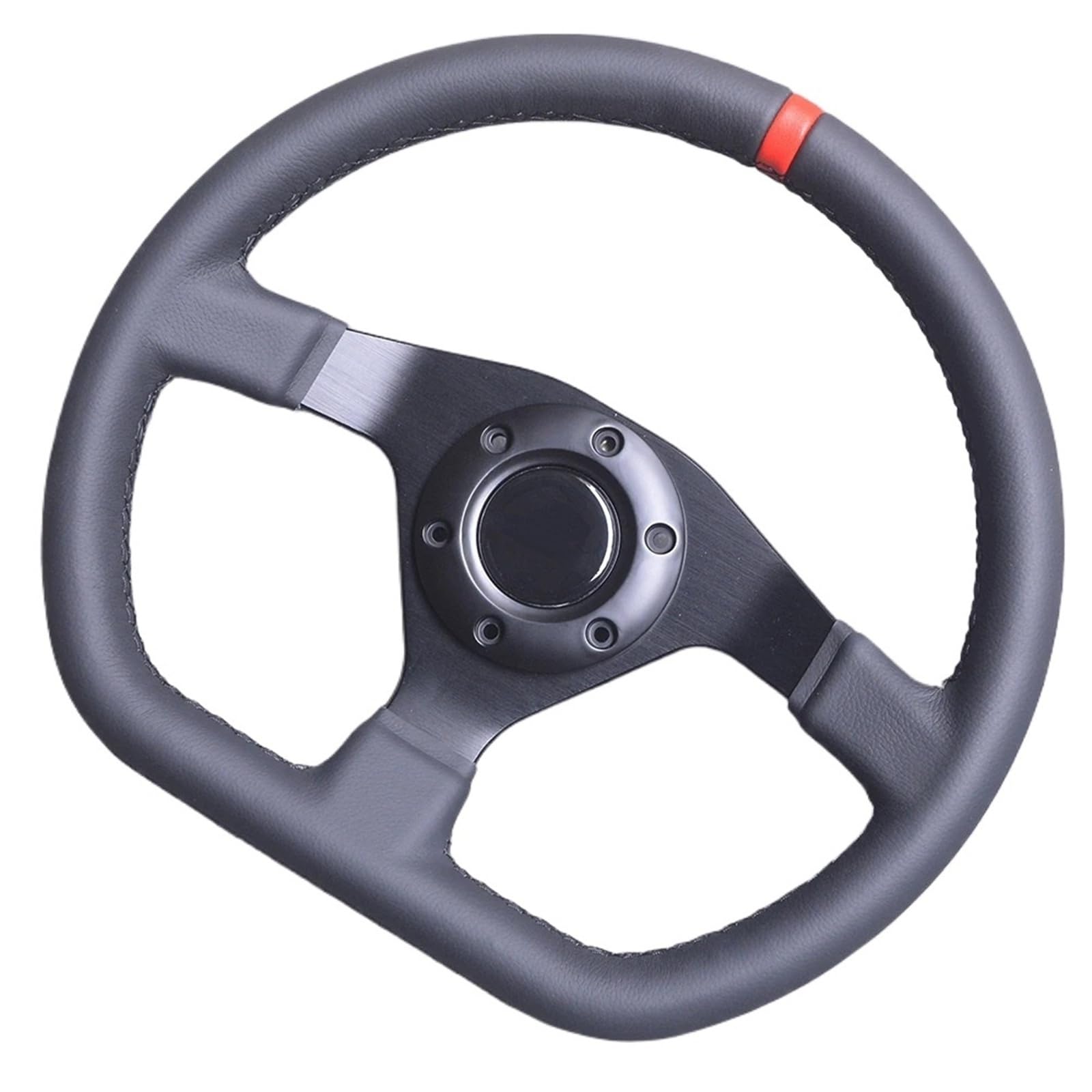 Generico Volante da corsa for PC Sim in pelle a forma di D da 320 mm | La forma a D aggiunge spazio alle gambe e l'impugnatura in pelle è morbida for un gioco di simulazione prolungato