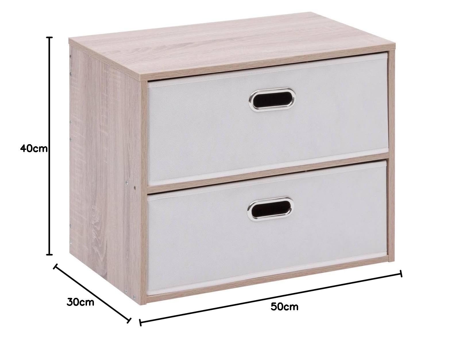 5 five simply smart 5Five - Cassettiera beige in fibra di legno - 2 cassetti - 50x30x40 cm - Mobile contenitore funzionale, ideale per organizzare la camera da letto.