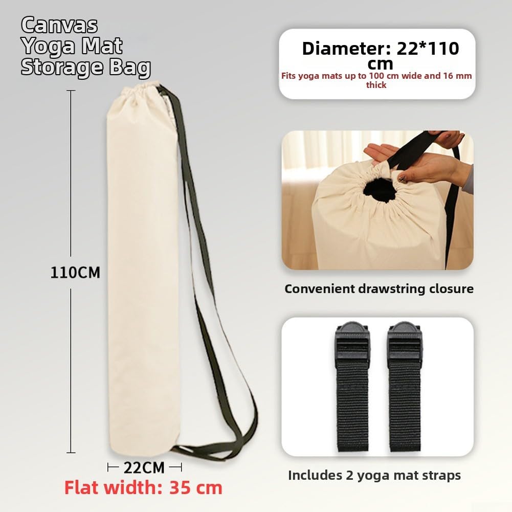 RemixAst Sac à dos robuste pour tapis de yoga en toile épaisse avec large ouverture à fermeture éclair pour un rangement sécurisé et un accès facile - Jaune