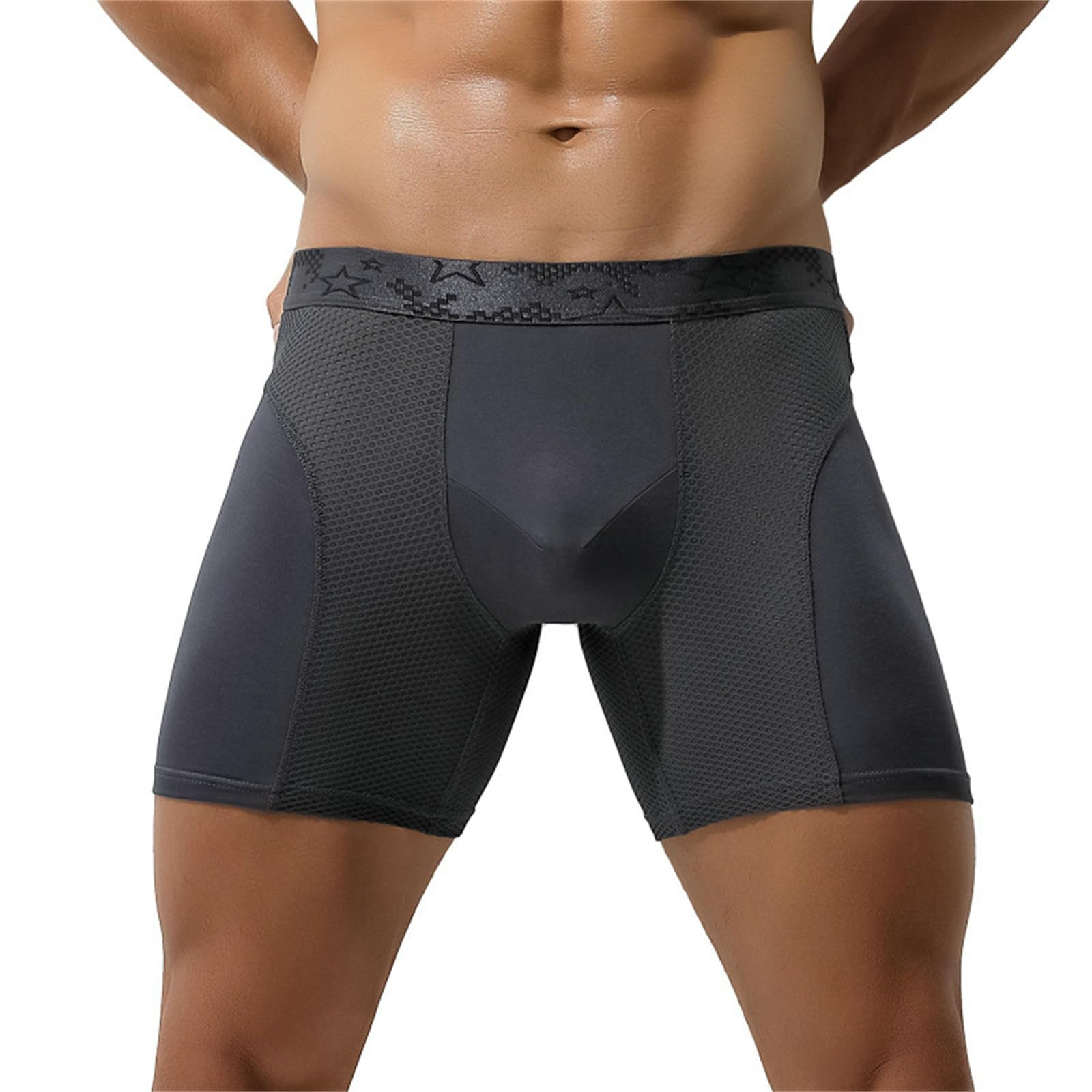 Bokserki męskie z rozszerzoną wersją bielizny męskiej Anti-Wear Double Layer Inner Sleeve Bokserki Szorty Pudełko 2 Paczki-Szary-XL
