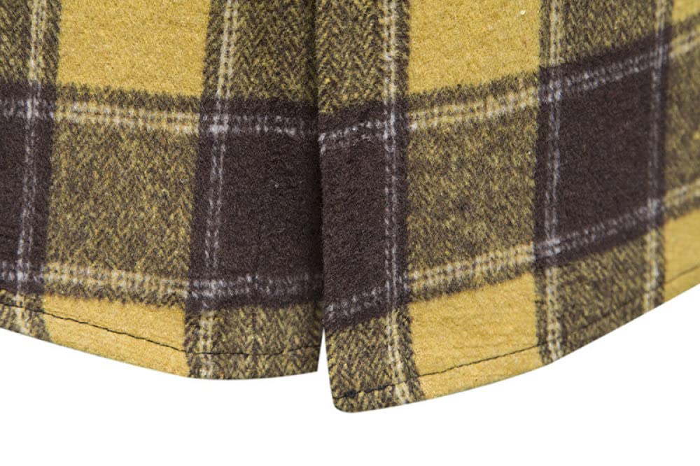 HGJH Herren Flanellhemd, Herren Langarm Flanellhemd Thermohemd Kariert Gelb Hemd Button-Down Baumwolle Holzfäller Bequem Karo Hemdjacke Lässiges Arbeitshemd Für Herren Jungen