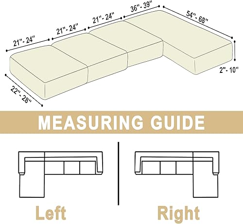 Miniatura 5 de BT.WA Fundas de sofá para sofá de 3 cojines y 1 funda de diván de terciopelo seccional, fundas de sofá separadas en forma de L con 2 fundas de