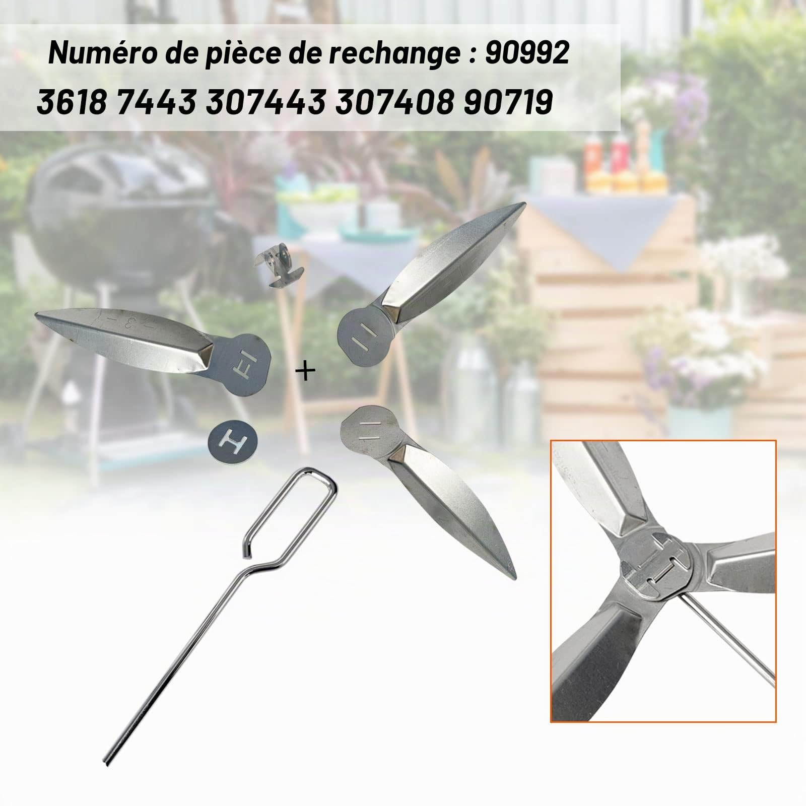 Lot de 2 Systèmes de Nettoyage One Touch de 47 cm, 18-1/2-Inch Kit de Nettoyage One Touch Compatibles avec Les Pièces de Barbecue Weber 7443 90992 3618 307443 307408 90719