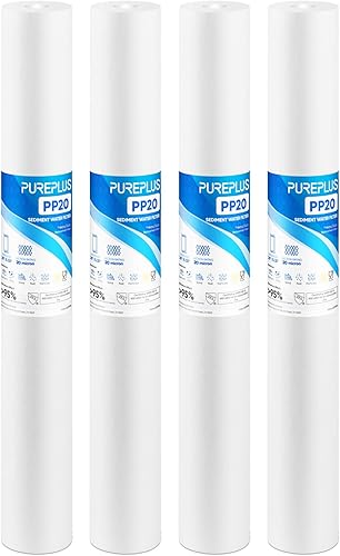 PUREPLUS Filtro de agua para toda la casa de sedimentos de 20 micrones, 20 x 2.5 pulgadas, prefiltración de sedimentos de 20 pulgadas, cartucho de