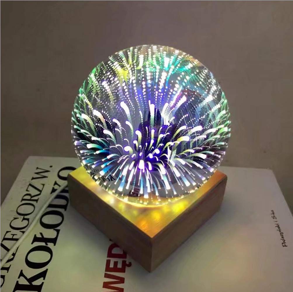 3D USB Magic Base Glass Ball Sphere Lightning Lamp Night Light Festival Firework Lamp (Fireworks)