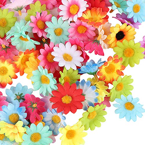 UFLF 100pcs Girasoles Artificiales Colores 4cm Cabezas de Flores Artificiales Girasol Decorativas de Seda Flores Falsas para Decoración Hogar Fiestas Ceremonia DIY Manualidad