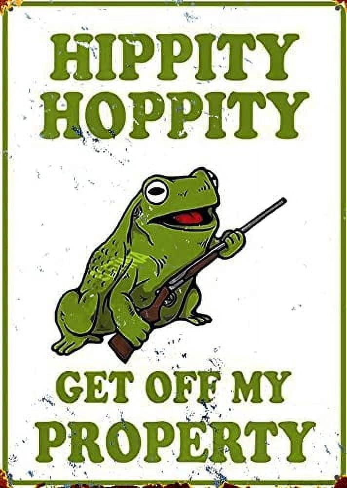 (2-Pack) Metal Tin Sign Hippity Hoppity Get Off My Property Frog No Tresspassing Novelty Sign Retro Sign Warning Sign Bar Cafe plaque Wall Decor 8x12 INCH