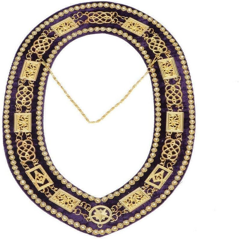 Masonic Grand Lodge Master Mason Apron With Chain Collar purple backing