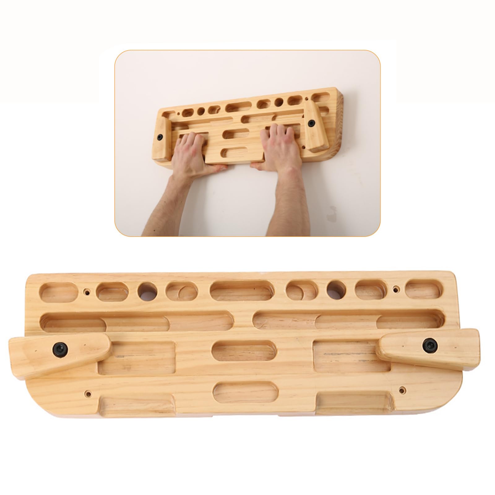 Kletterhangbrett, Klimmzugstange Aus Holz Für Finger Und Unterarme, Handgrifftrainer Mit Tiefentaschen, Schrägen Kanten, Tür-Krafttrainingsstation Für Kletterer(Color:Log)