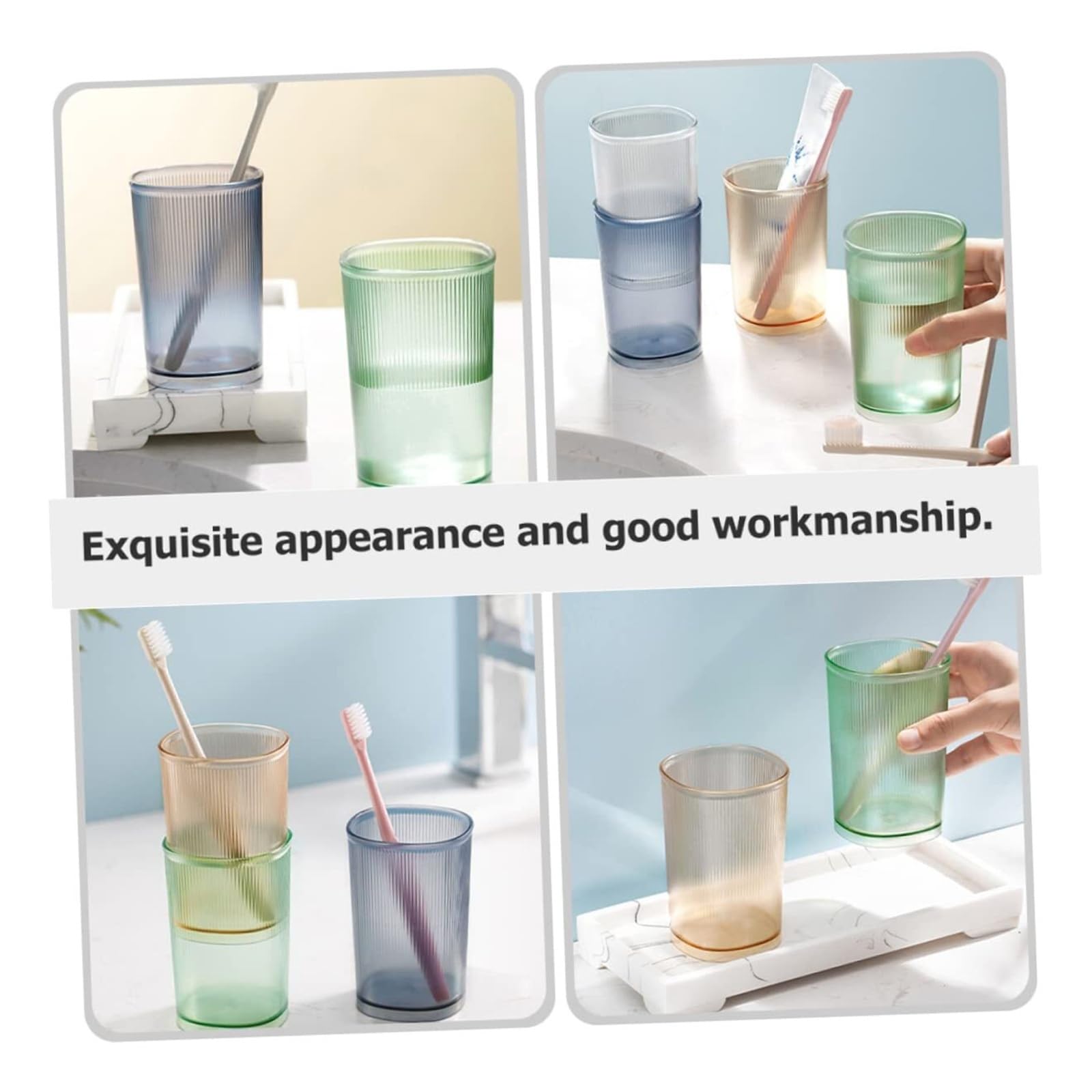 Soportes para cepillos de Dientes Juego de Vasos Enjuague bucal plástico a Rayas, Soporte portátil for Cepillo Dientes, 3 uds Organizador de Accesorios