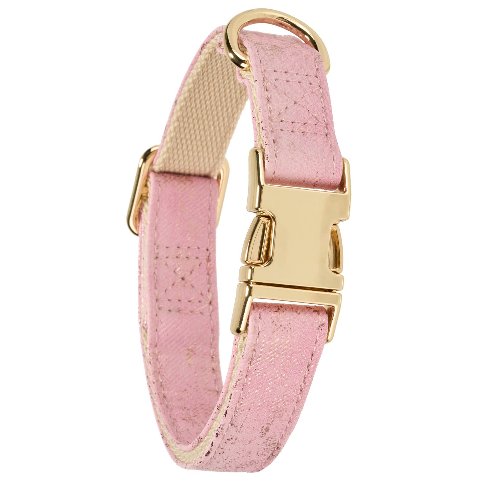 Collar de cuero brillante para perro con hebilla de metal de liberación rápida de seguridad, collares de piel sintética acolchada de algodón suave con purpurina para perros pequeños con piel