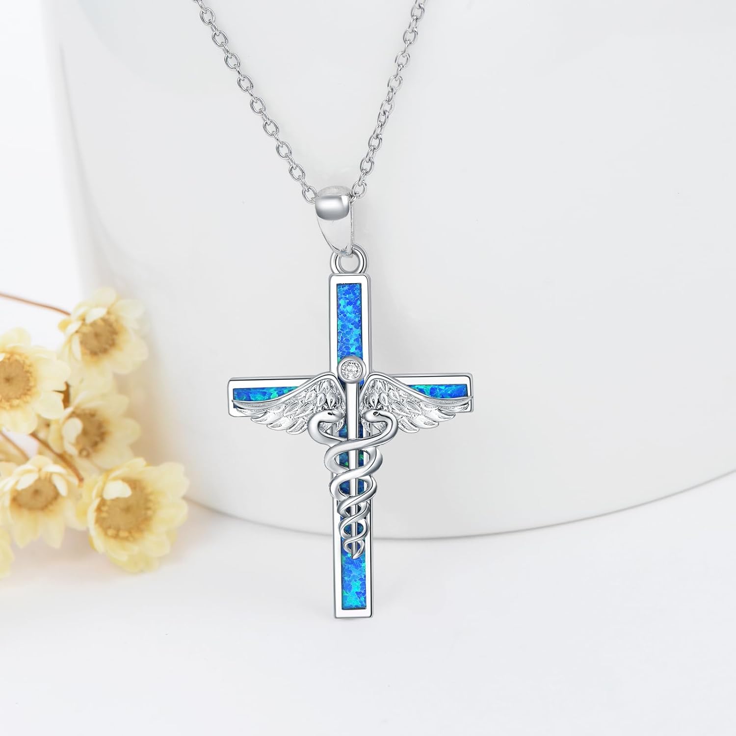 WINNICACA Nurses Gifts for Women Sterling Silver Nurse Stethoscope Necklace Cross Pendant Nursing Theme Necklace Jewelry Best Nurse Ever Gifts for Daughter Doctor Medical Assistant RN - Image 4