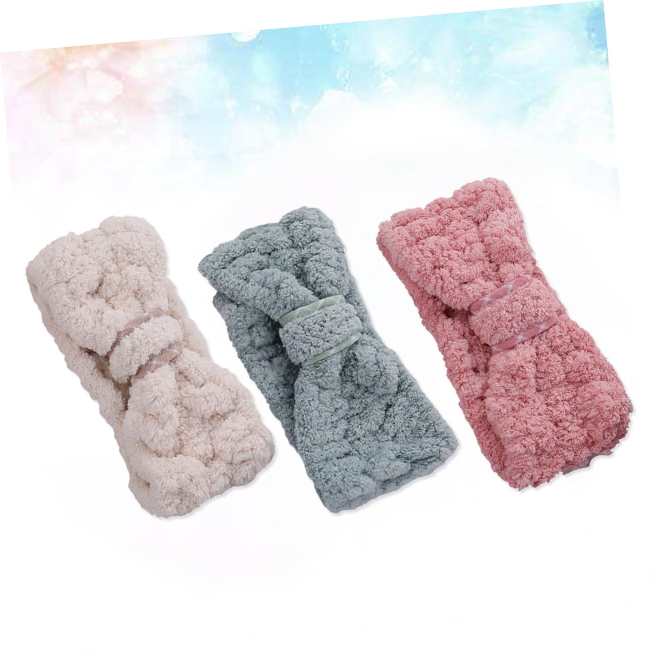 Beavorty 9stücke Teiliges Fleece Haarband Für Damen Elastisches Sport Und Spa-stirnband Mit Schleifen-design Für Yoga Gesichtswäsche Und Make-up Farben Zufällig