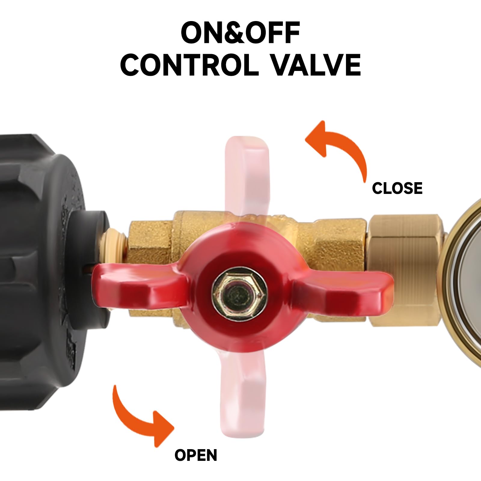 Adaptador de propano de 1 libra a 20 libras, adaptador de codo de repuesto de propano QCC1 con medidor y válvula de control de encendido y apagado para tanque de propano de 1 libra para