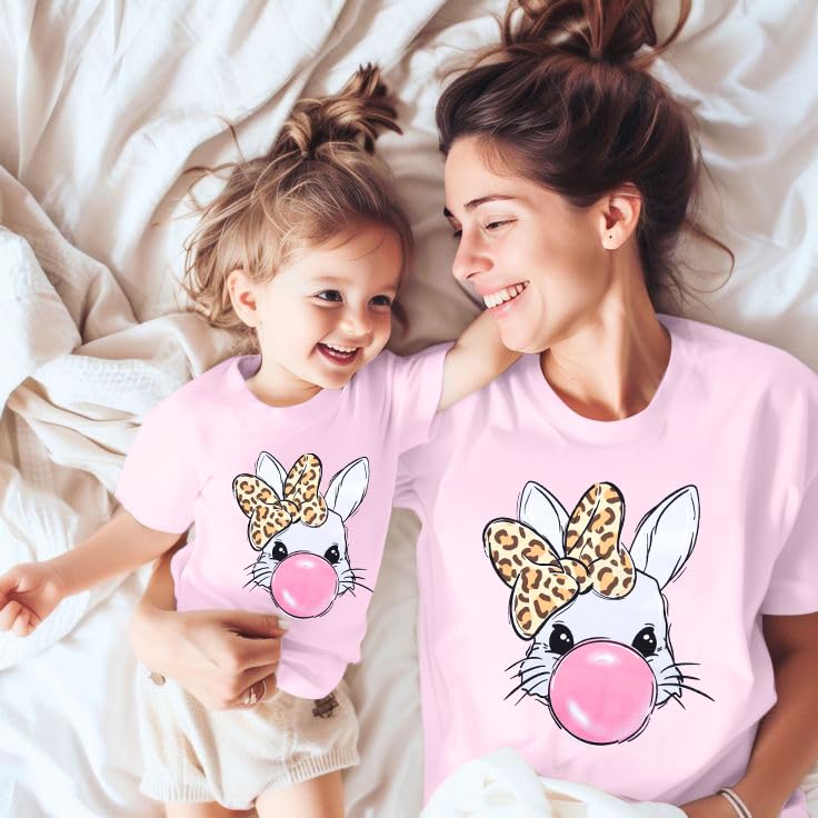 Image of Mommy and Me Easter Outfits: Toddler Easter Shirts Boys Girls T-Shirt Casual Short Sleeve Matching Cute Tee Tops