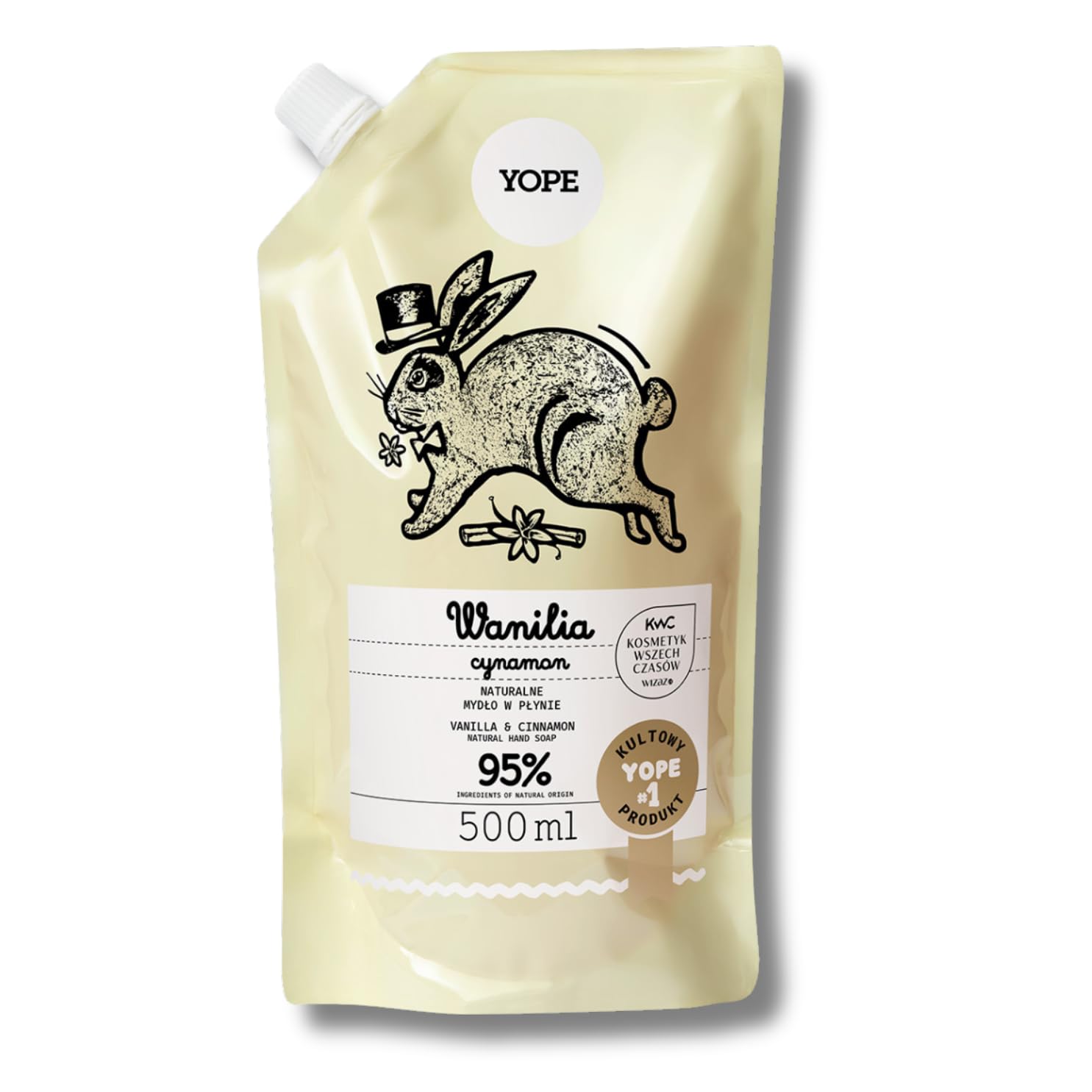 YOPE REFILL HAND WASH | MOISTURIZING | ALLANTOIN |98% INGREDIENTS OF NATURAL ORIGIN | VEGAN | SCENT VANILLA CINNAMON | 500ml