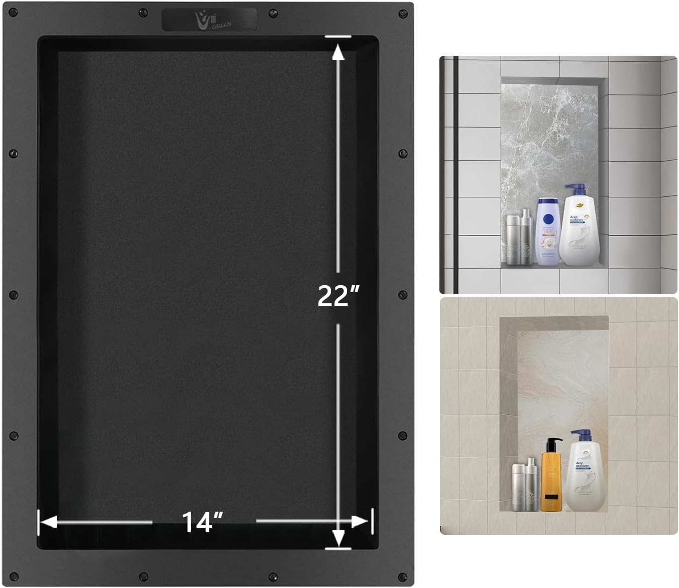 Ready Tile Shower Niche Shelf 17"X25"X4"?Inside 14"X22"? - Single Niche and Built In Shower Shelf Insert for Bathroom Niche Storage - Water and Leak Proof Large Wall Niche Insert