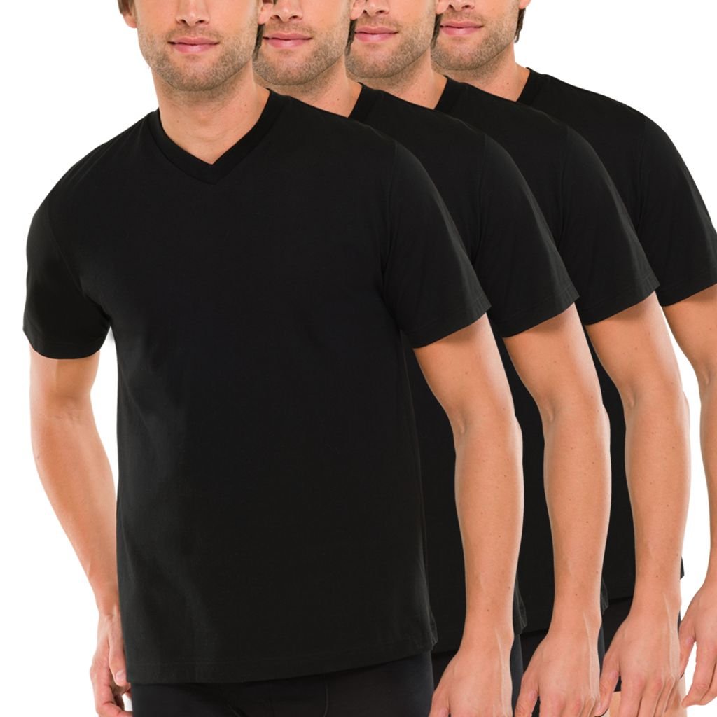 Schiesser Halbarm American T-Shirt V-Ausschnitt Doppelpack schwarz