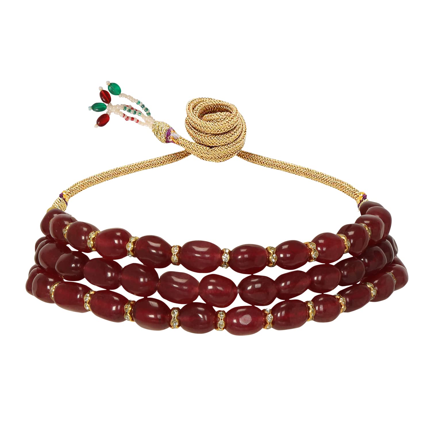 Women's Statement Beads Choker Necklace & Delicate Kundan Earrings Set, Gift-Ready