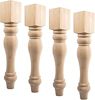 Vista 1 de Patas de mesa de granja gruesas de 16 pulgadas de alto, 3 1/2 pulgadas de ancho, 3 1/2 pulgadas de profundidad, paquete de 4 patas de muebles