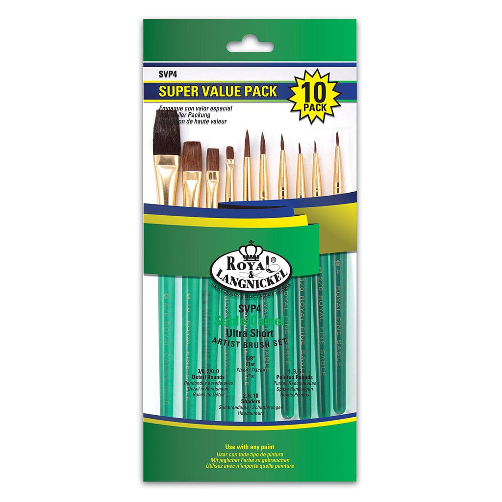 Royal & Langnickel : Synthetic Camel Hair Short Value Brush Pack