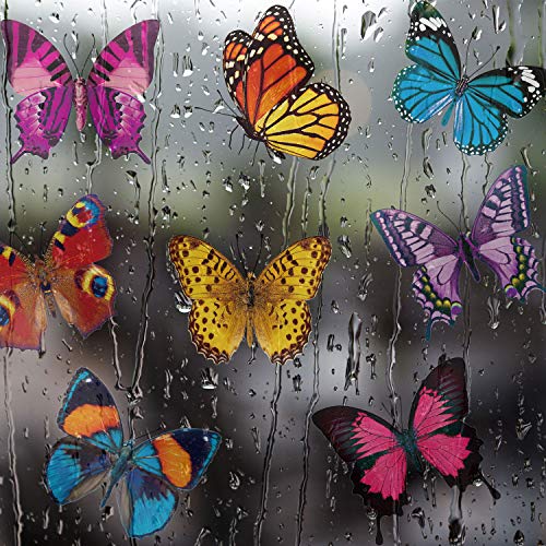 Image of Outus 40 Pieces Butterfly Window Stickers for Glass Butterfly Window Clings Anti-Collision Windows Decals Spring Decor to Prevent People and Bird Strikes on Windows Glass Stickers Door Decals Decor