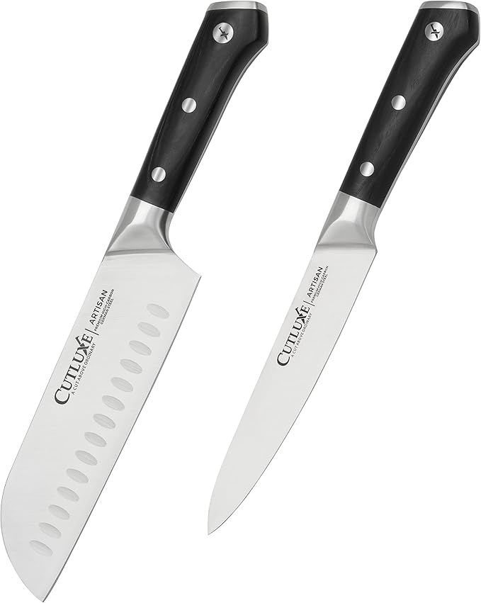 Cutluxe Santoku & Utility Knife Set High Carbon