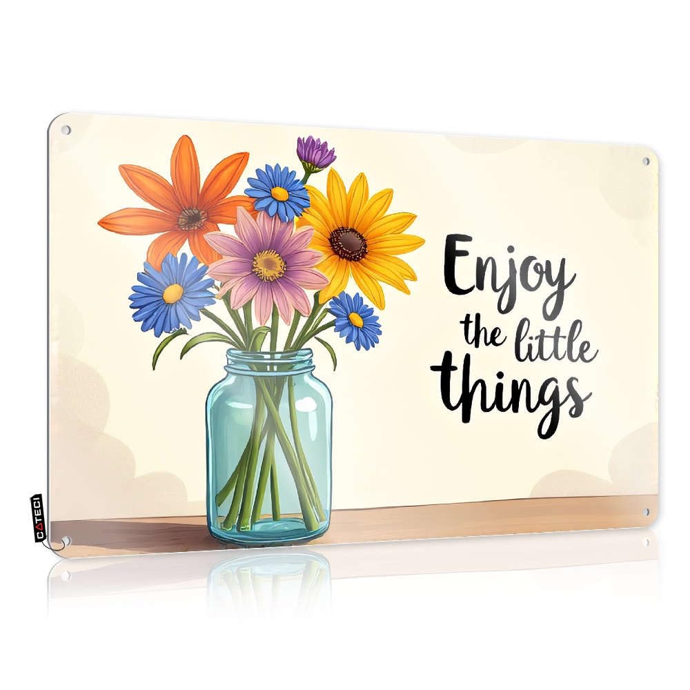 Metal Wall Decoration Prints Room Retro Case Enjoy The Little Things. - Easy To Hang Art(20X30CM)