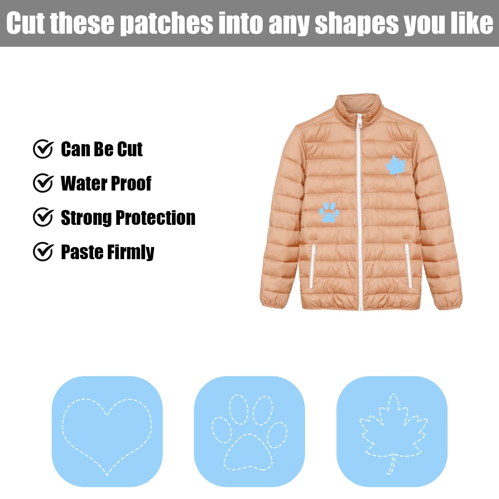 Toppe Autoadesive Per Piumino Skystuff - 45 Pezzi In Nylon, Forme E Dimensioni Diverse, Nere, Per Riparazione - Foto 9