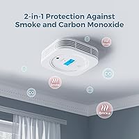 Vista 9 de AEGISLINK Detector de monóxido de carbono y humo interconectado, detector de humo y CO alimentado por batería, alarma inalámbrica interconectada