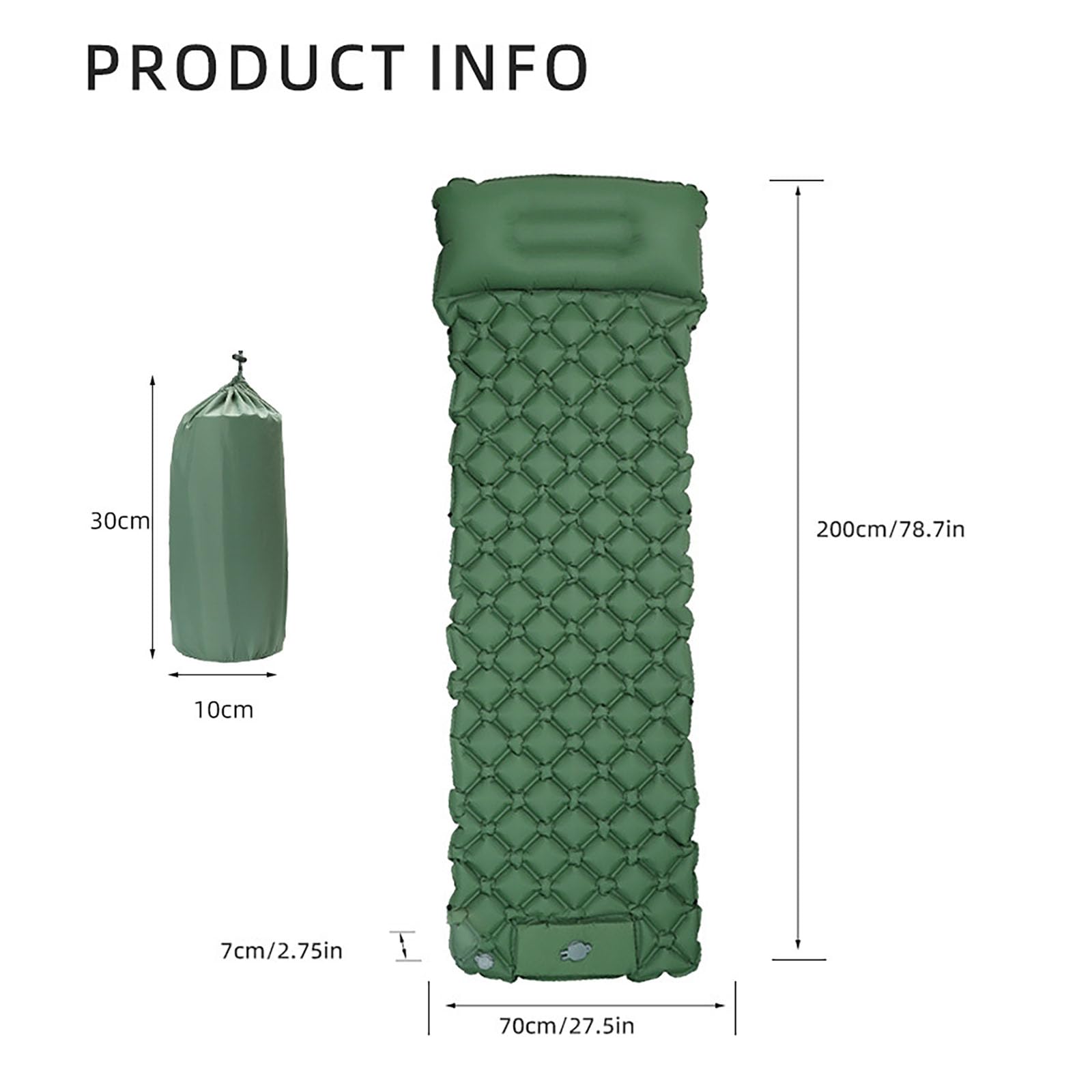 Colchoneta De Camping Inflable Confort 7 Cm Impermeable Resistente Al Desgarro Colchon De Aire Conectable con Almohada para Viajes En Coche Playa Césped Y Picnic