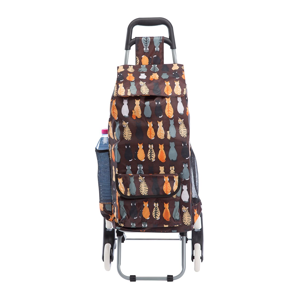 Image secondaire de Chariot de Course, Poussette de marché 6 Roues Coloris Marron avec Motif Chats 43L