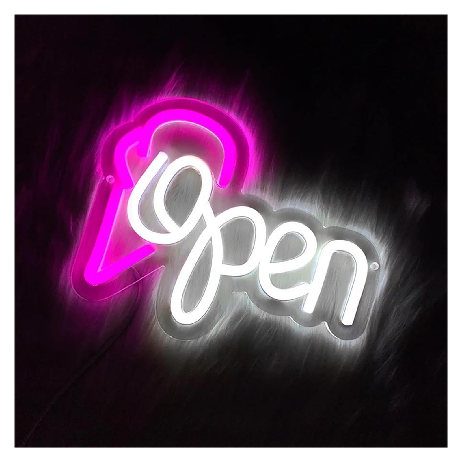 Luces de neón Letrero De Neón Con Forma De Helado Abierto, Alimentado Por USB, Para Decoración De Tiendas, Negocios Y Fiestas Navideñas,22cmх17cm