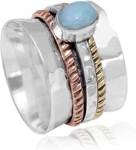 Miniatura 29 de Veracity Jewelry Sterling Silver Fidget Ring Spinner Ring Anxiety Relieving Rings For Unisex Meditation Thumb Worry Healing Birthday Promise Band