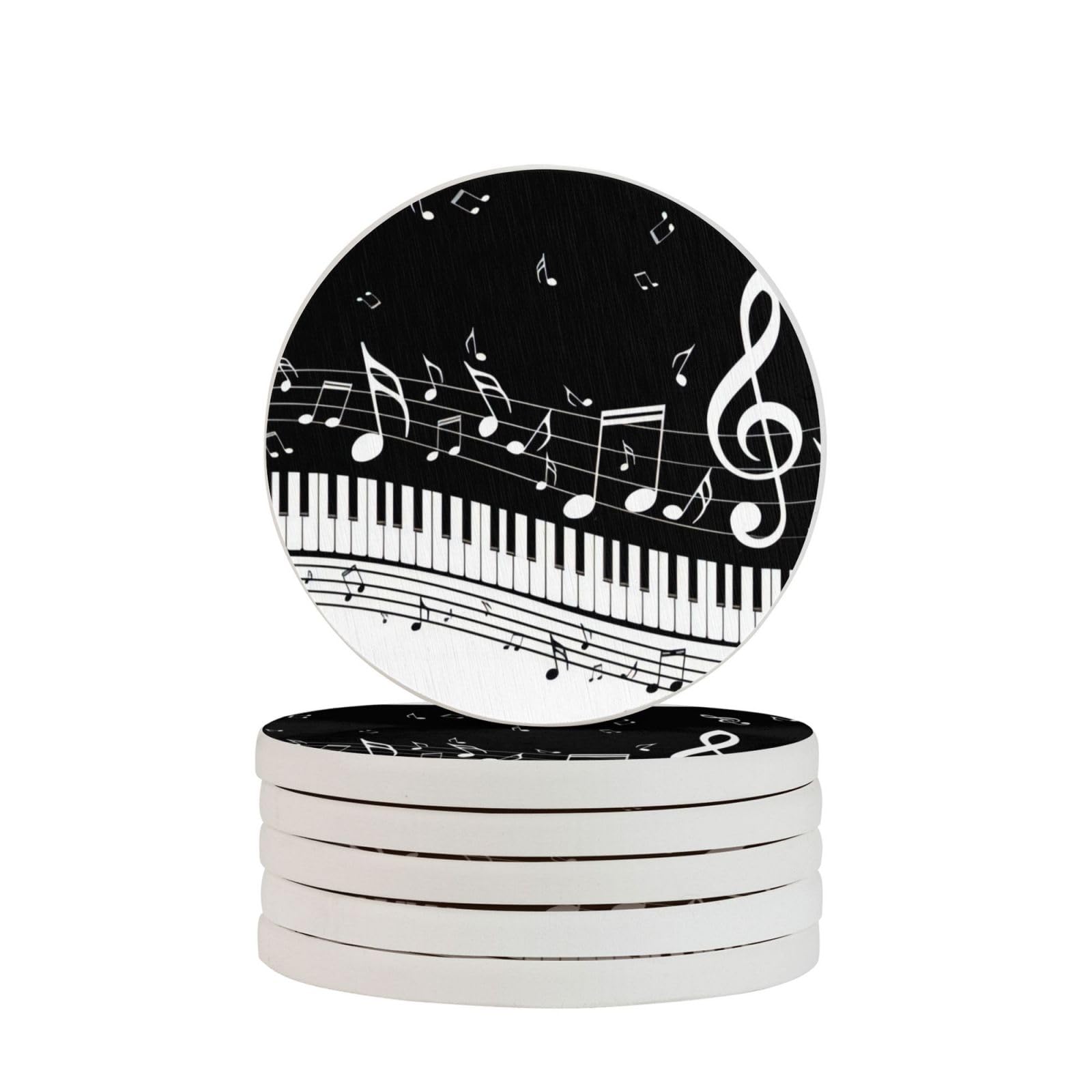 Dessous de verre rond en diatomite au design touches de piano raffiné