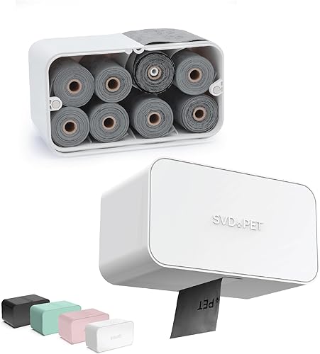 SVD.PET Dispensador de bolsas para excrementos de perro con 120 bolsas, dispensador de bolsas de basura de montaje en pared, capacidad para 8 rollos