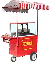 Generic Carrinho de Pipocas com 3 Divisões para Pipocas com Rodas Pneumáticas e 2 Panelas - Mod 4224