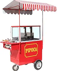 Generic Carrinho de Pipocas com 3 Divisões para Pipocas com Rodas Pneumáticas e 2 Panelas - Mod 4224