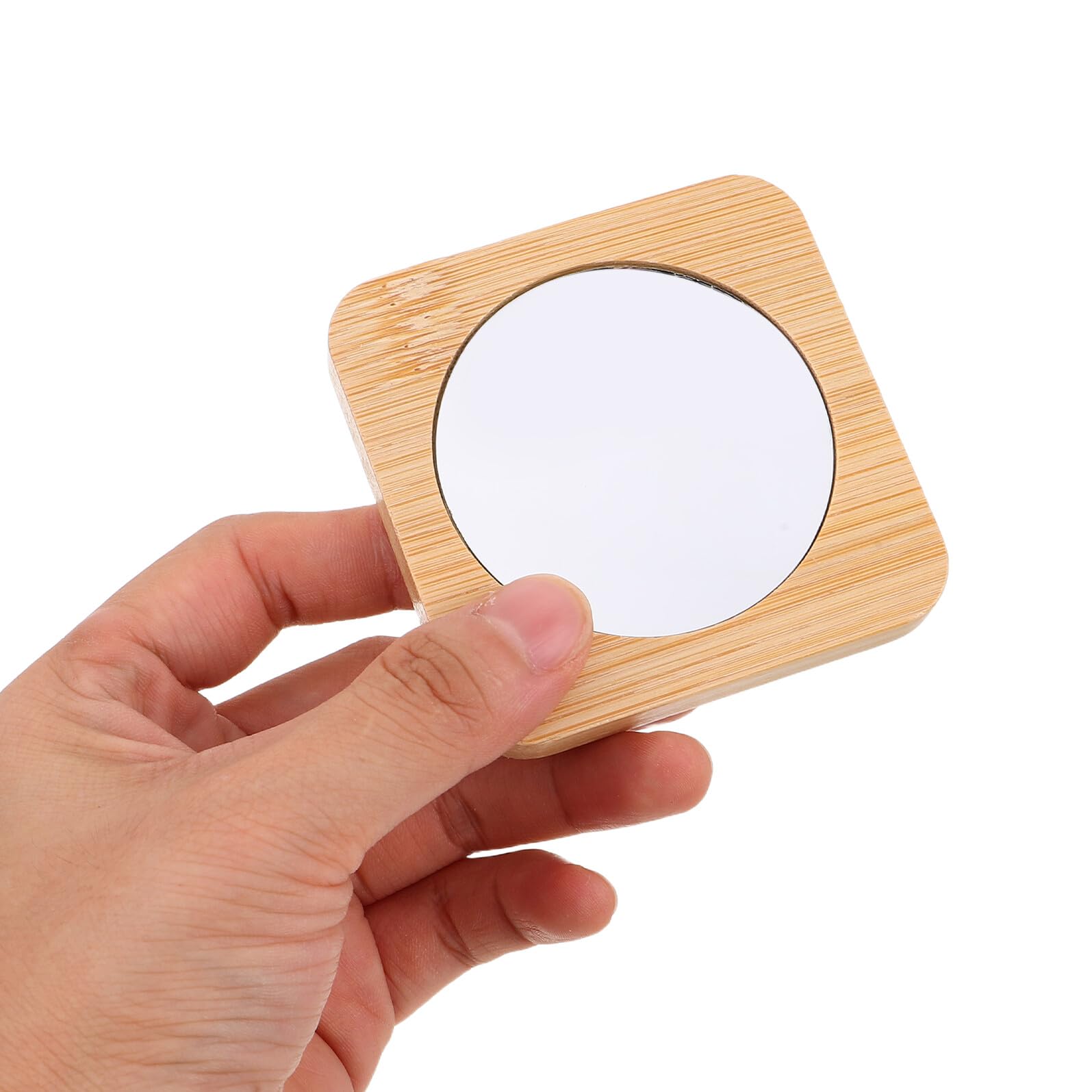 12stücke Holz Kosmetikspiegel Tragbar Kompakt Handspiegel für Reisen Make-up Details Kleiner Mini-handspiegel Holzrahmen Spiegelung Hautton