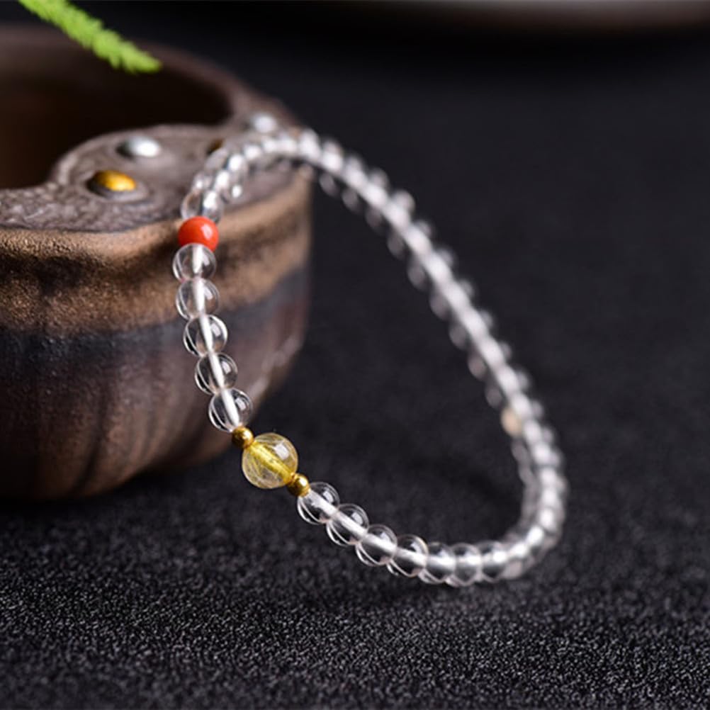 Bracciale in Quarzo Trasparente Naturale, Braccialetto in Cristallo curativo per Donne e Uomini, Braccialetto con Perline Rotonde, Braccialetto con Perline di Pietre preziose