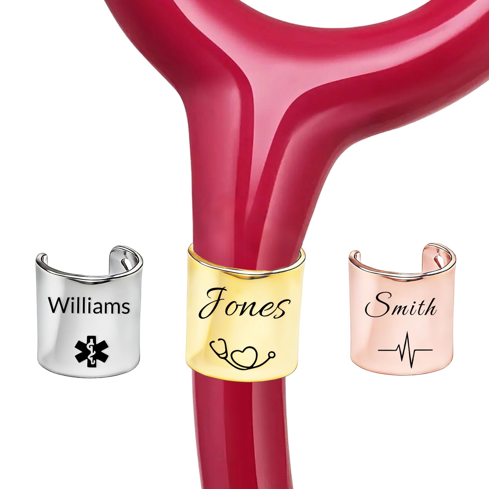 Iwe Personalised Stethoscope Name Tag - Stethoscope Charms, Stethoscope ID Tag for Medical Professionals Doctor Nurse (Cylinder Name tag)