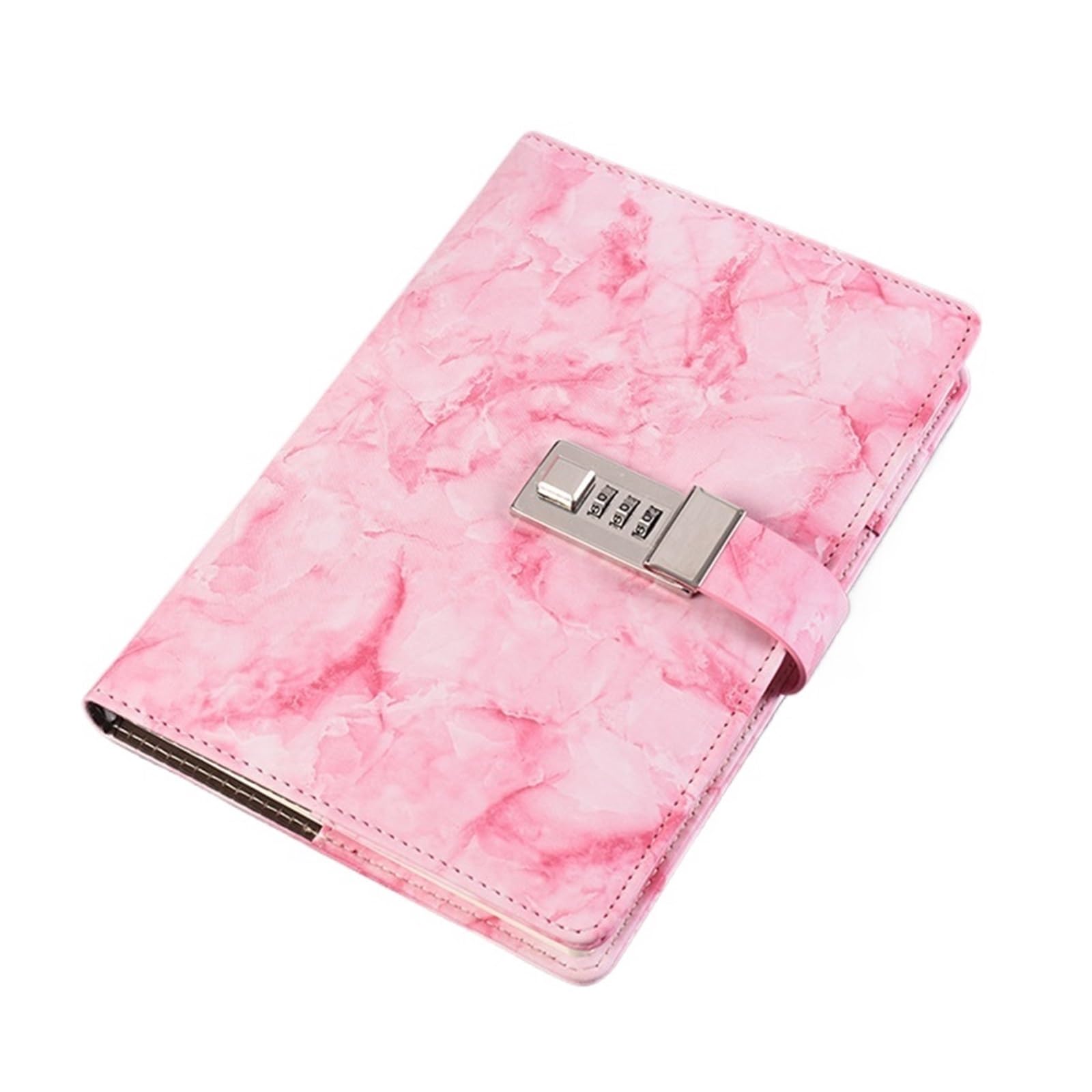 Diario con Candado Libreta de contraseñas con textura, diario personal, código bloqueo, bloc notas grueso cuero sintético, material escolar for oficina(Pink)