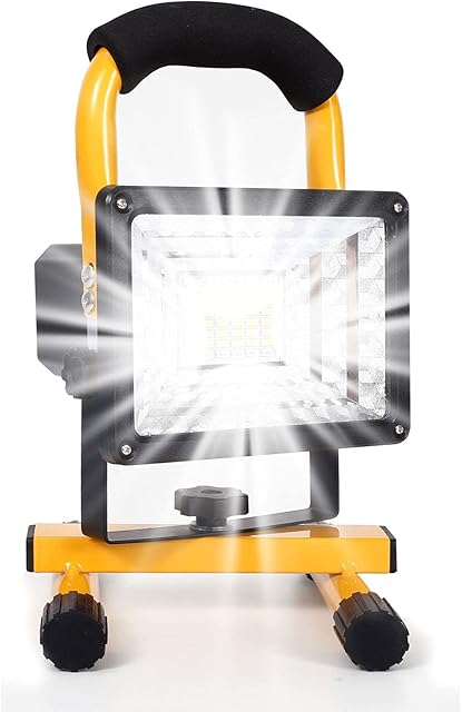 SUNVIC 30W LED Work Light,Rechargeable Flood Light, IP65 Waterproof Job Site Lights with Detachable Stand,Portable LED Security Lights for Home Workshop Garage,Patio, Backyard, 6000K Daylight White