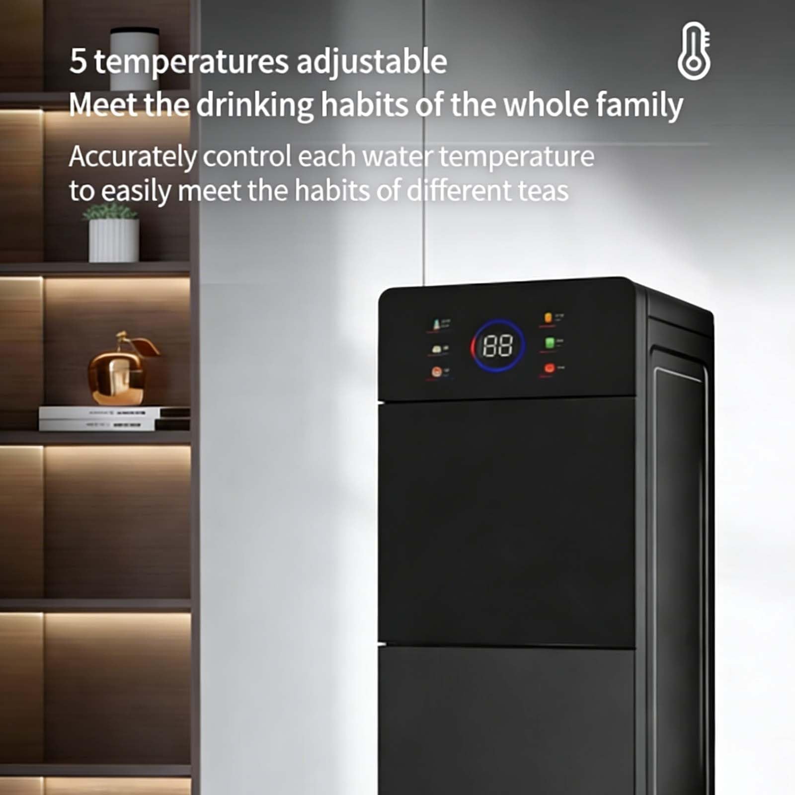 Erogatore acqua, Refrigeratore D'acqua Bollitura Istantanea, 5 temperature, dispenser acqua ufficio con caricamento dal basso, Adatto per spazi commerciali